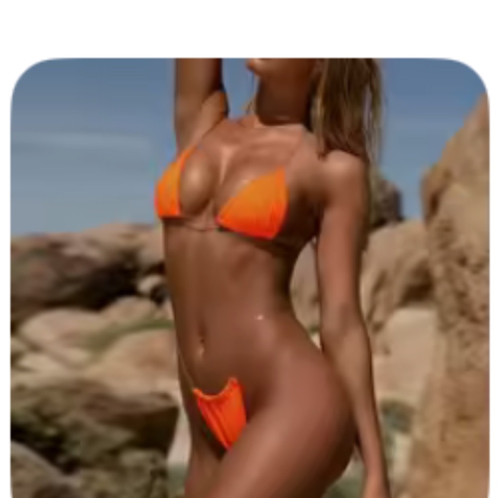 **NEVER WORN** Transparent straps micro bikini thong swimsuit Orange bikini set